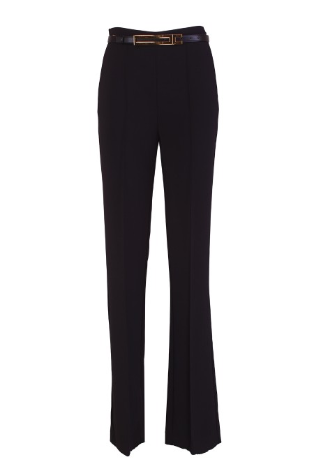 Shop ELISABETTA FRANCHI  Pantalone: Elisabetta Franchi pantalone dritto in crêpe stretch con cintura.
Fodera in raso monogram.
Zip invisibile sul fianco.
Cintura removibile con fibbia in metallo dorato.
Composizione: 95% Poliestere, 5% Elastane.
Made in Italy.. PA03442E2-110